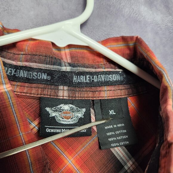 Harley-Davidson Shirt Mens XL Plaid Short Sleeve Button Up Motorcycle Western - Picture 4 of 14